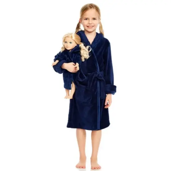Leveret Girl and Doll Matching Fleece Hooded Robe image {11}