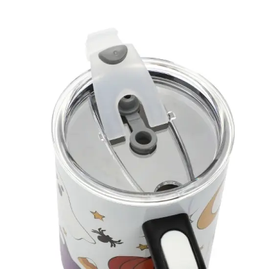 Halloween Scary Icons 40 Oz White Stainless Steel Tumbler with Handle image {5}