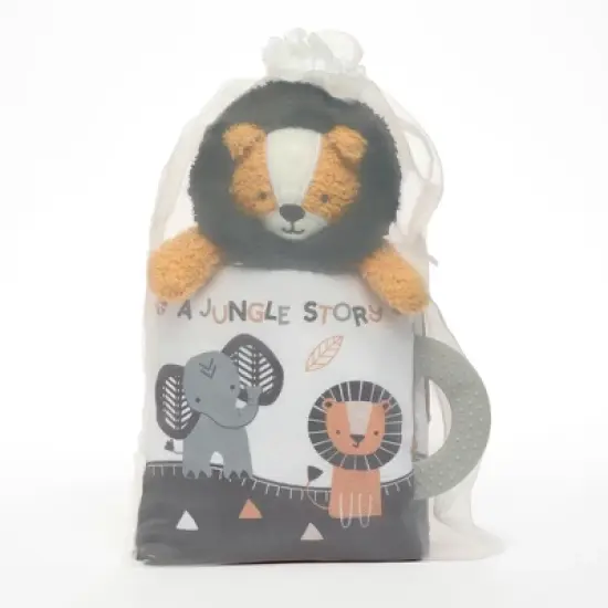 Lambs & Ivy Jungle Story Developmental Soft Book & Lion Plush Toy Gift Set image {1}