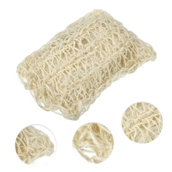 Unique Bargains Bathroom Jute Bath Loofahs 5.47"x3.82"x1.85" Beige 1 Pc image {2}