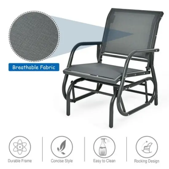 Costway 2PCS Patio Swing Glider Chair Single Rocking Chair Yard Outdoor Grey image {5}