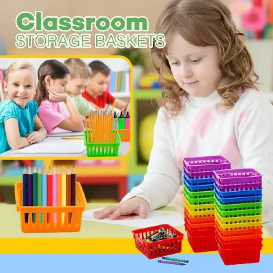 Square Classroom Baskets for Classroom Storage - 12 pcs - Crayon Organizer, Small Bins, 
Plastic Crayon Box, Crayon Storage, Pencil Tray image {5}