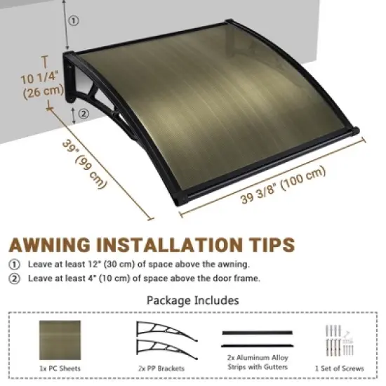 Yescom 40"x40" Dual-Sided Anti-UV50+ Window Awning image {6}