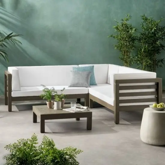 INFURNIC Patio Seating Sets Modern Outdoor Furniture Set Featuring Unique Design,Perfect for Gardens, Living Spaces, White, 88.5"*30.25"*26.5" image {5}