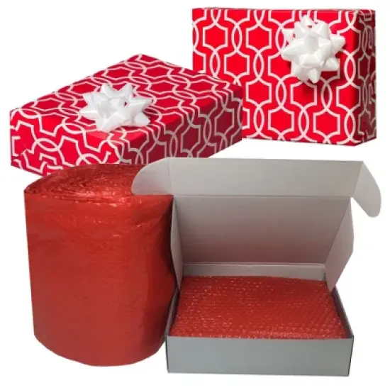 UBMOVE Small Red Bubble Roll Wrap- 60' Long x 12" Wide, Perforated Every 12" image {6}