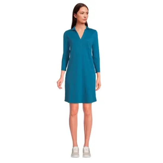 Lands' End Women's Supima Cotton 3/4 Sleeve Polo Dress image {2}