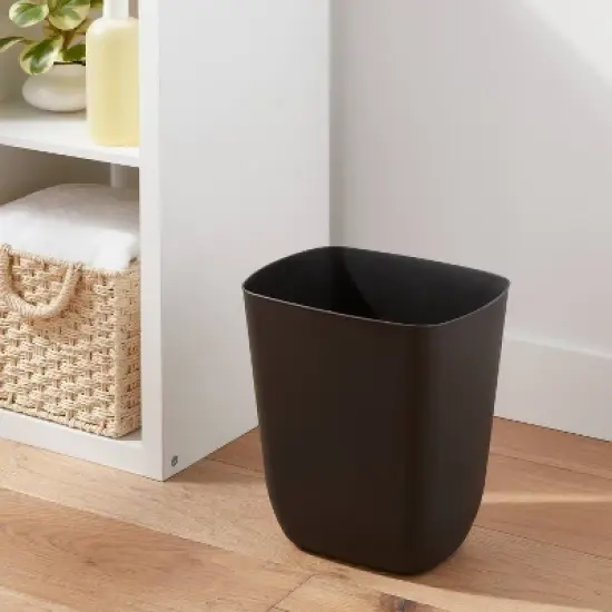 3gal Open Vanity Waste Basket Black - Brightroom&trade;: Compact Matte Plastic Indoor Trash Can, Small Size, Bathroom Use image {1}