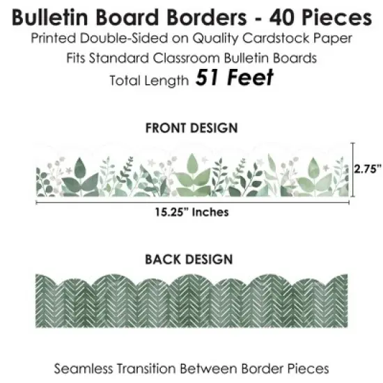 Big Dot of Happiness Eucalyptus Greenery - Scalloped Classroom Decor - Bulletin Board Borders - 51 Feet image {2}
