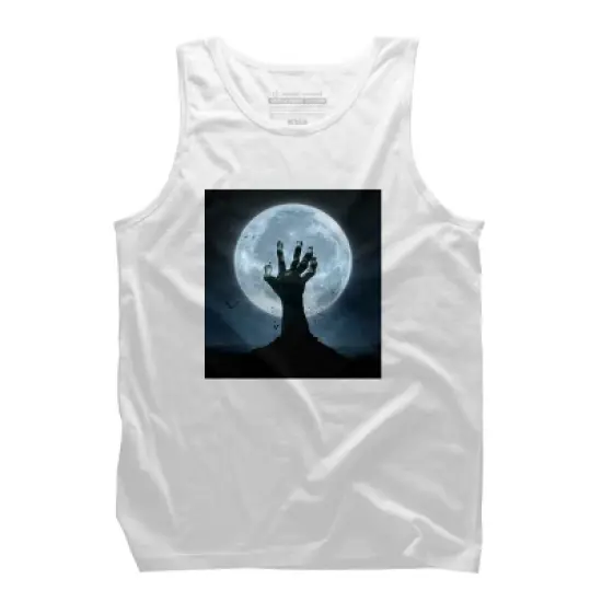 Men's Design By Humans Halloween! Zombie Hand Reaching from Grave T-Shirt By EBCD Tank Top image {7}