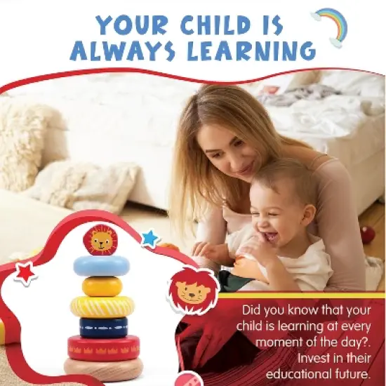 Leo & Friends Leo Stacking Toddler Ring Tower image {3}