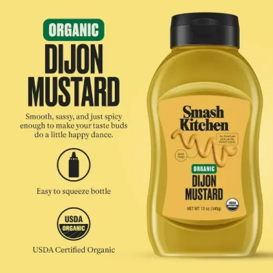 Smash Kitchen Organic Dijon Mustard, 12 oz Bottle image {1}