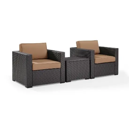 Biscayne 3pc Outdoor Wicker Seating Set - Mocha - Crosley image {5}