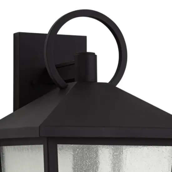 John Timberland Westmont 18" High Modern Outdoor Wall Light Fixture Mount Porch House Exterior Weatherproof Sand Black Aluminum Seeded Glass Shade image {2}