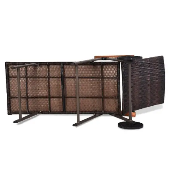 Tangkula Outdoor Rattan Wicker Lounge Chair Folding Patio Chaise w/ Wheels & Cushion image {8}