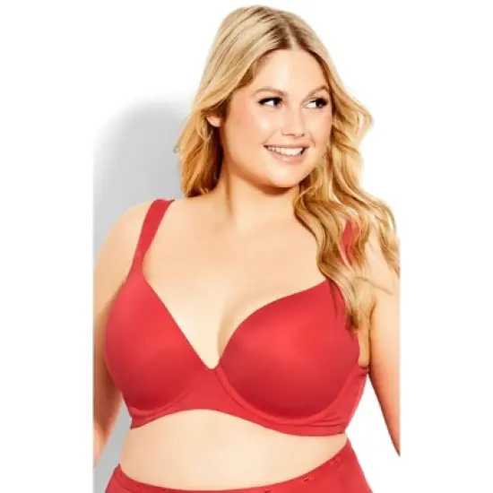 Women's Plus Size Fashion Plunge Bra - rose red | AVENUE image {4}