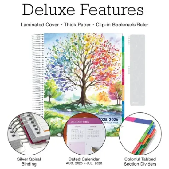 Global Printed Products Deluxe Teacher AY 2025-2026 Planner - 8.5"x11" (Tree Seasons) image {1}