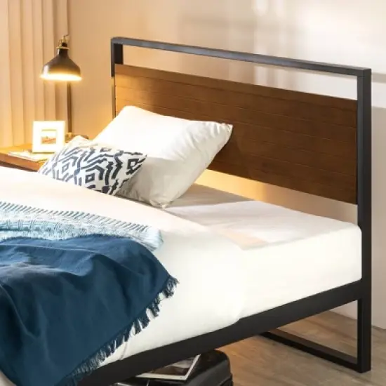 Suzanne Bamboo and Metal Platform Bed Frame with Headboard - Zinus image {1}