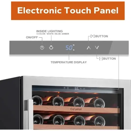 Ca'Lefort 24 Inch Wine Cooler Refrigerator - 54 Bottles Wine Fridge with Glass Door image {2}