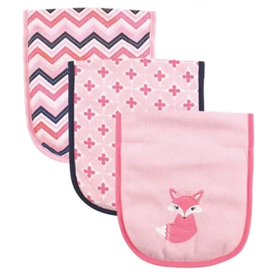 Luvable Friends Baby Girl Cotton Burp Cloths with Fiber Filling 3pk, Foxy, One Size image {1}