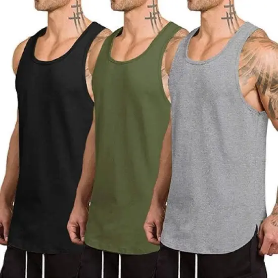 COOFANDY Men's 3 Pack Quick Dry Workout Tank Top Gym Muscle Tee Fitness Bodybuilding Sleeveless T Shirt S-XXXL image {1}
