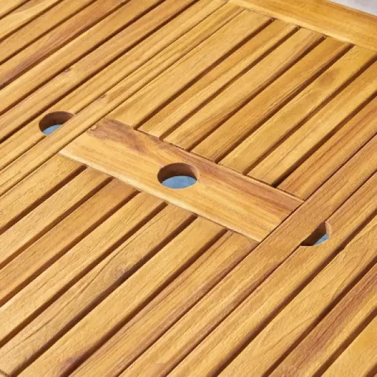 Nadia 9pc Wood & Wicker Expandable Dining Set - Natural/Brown/Beige - Christopher Knight Home image {2}