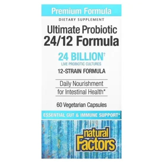 Natural Factors Ultimate Probiotic, 24/12 Formula, 24 Billion, 60 Vegetarian Capsules image {3}