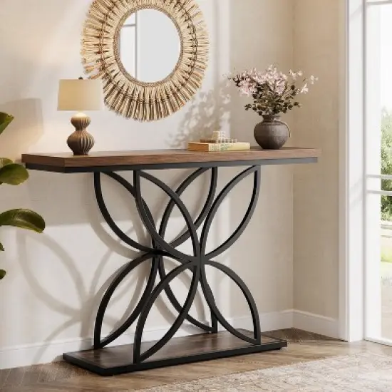 Tribesigns 47" Console Table Sofa Table with Unique Butterfly Metal Base, Foyer Accent Table for Living Room, Entryway, Hallway image {3}