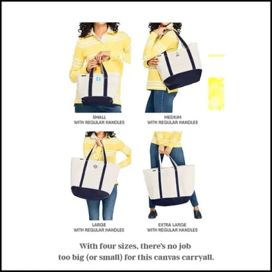 Lands' End Medium Print 5 Pocket Open Top Canvas Tote Bag image {2}