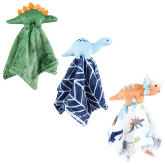 Hudson Baby Animal Face Security Blanket, Dinosaurs 3-Pack, One Size image {5}