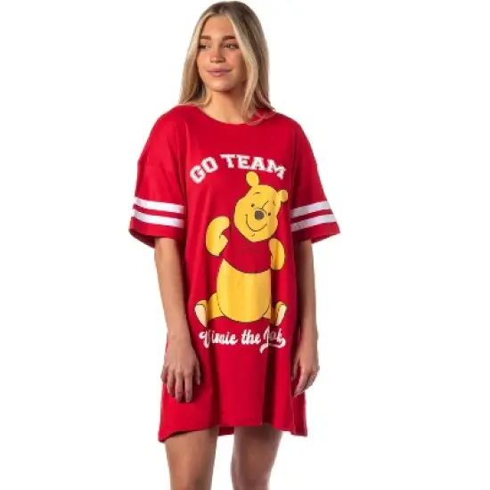 Winnie-the-Pooh Women's Go Team Shirt Pajama Dorm Sleep Shirt Nightgown Red image {5}