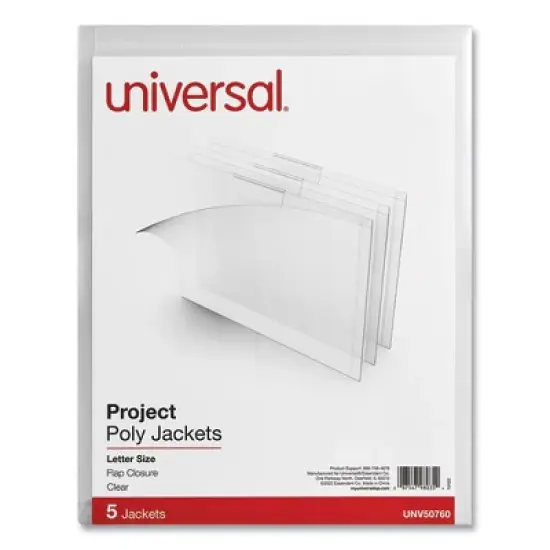 Universal Project Poly Jackets, Letter Size, Clear, 5/Pack image {4}