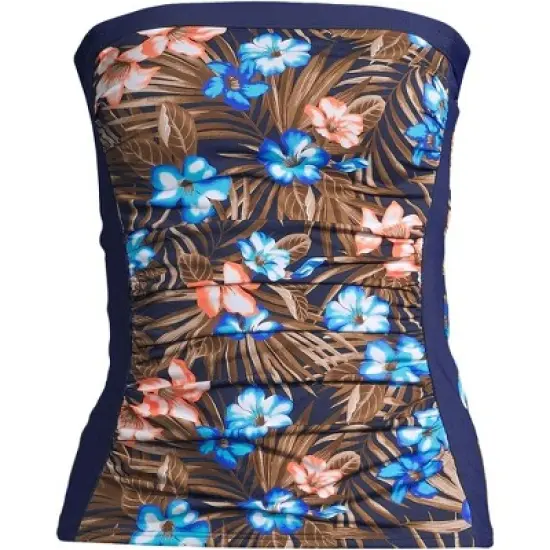 Lands' End Women's Long Chlorine Resistant Bandeau Tankini Swimsuit Top with Removable Adjustable Straps image {5}