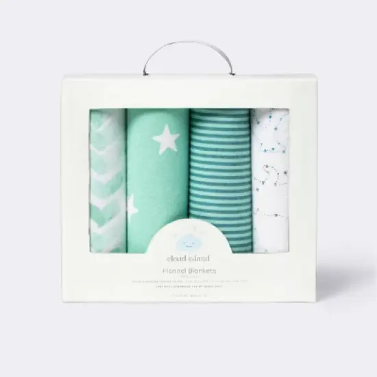 Flannel Baby Blankets Starry Slumber - Cloud Island&trade; Green 4pk image {2}