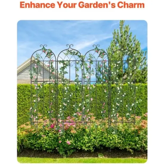 VEVOR Garden Trellis for Climbing Plants, 87 x 20 in, 4 Packs Rustproof Metal Garden Flower Trellis, Outdoor Climbing Rose Trellis Cucumbers Support image {3}