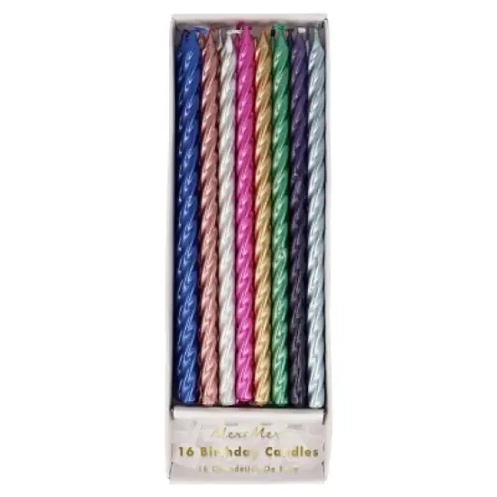 Meri Meri Multi Metallic Twisted Candles (Pack of 16) image {1}
