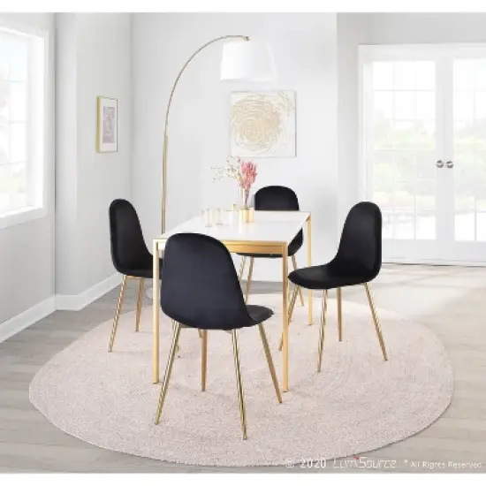 Set of 2 Pebble Contemporary Dining Chairs Gold/Black - LumiSource image {9}