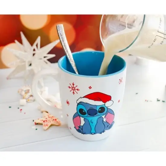 Silver Buffalo Disney Lilo & Stitch Santa Hat Jumbo Curved Ceramic Latte Mug | Holds 25 Ounces image {5}