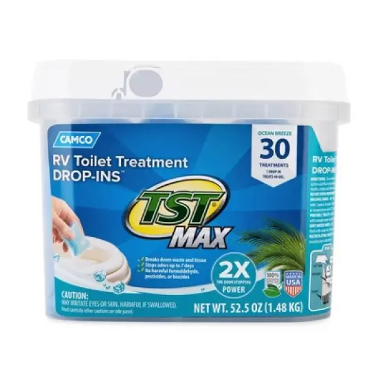 Camco TST MAX 30 Drop-Ins Ultra Concentrated Toilet Waste Odor Treatment for RV and Marine Boat Holding Tanks, Fresh Ocean Breeze Scent image {2}