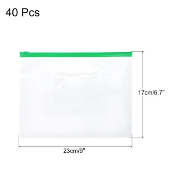 Unique Bargains A5 PVC Waterproof Home Office Travel Zip Envelope File Bags 40 Pcs image {1}