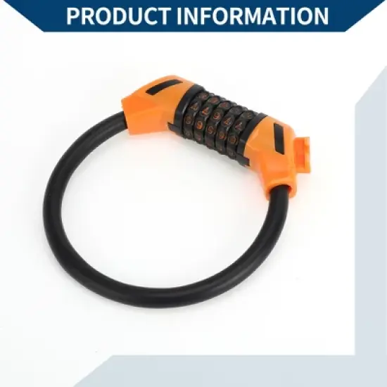 Unique Bargains Bike Padlock Cable Lock Spiral 5 Digit Resettable Bike Cable Lock Black image {4}