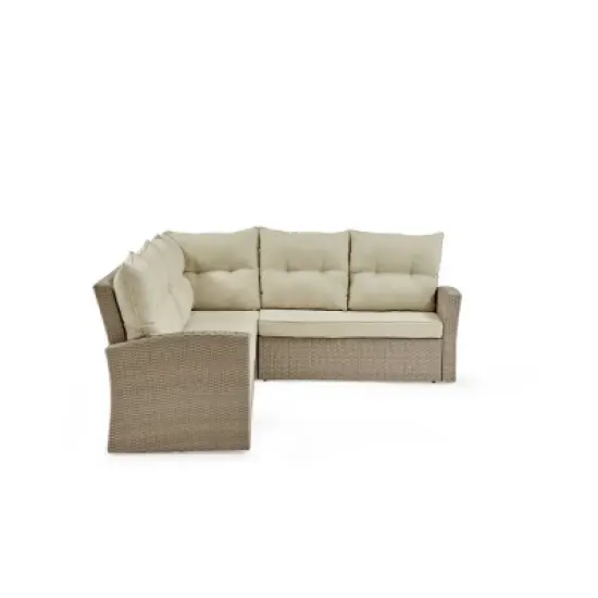 Canaan 2pc Outdoor Wicker Corner Sectional Seating Set Cream - Alaterre Furniture image {5}