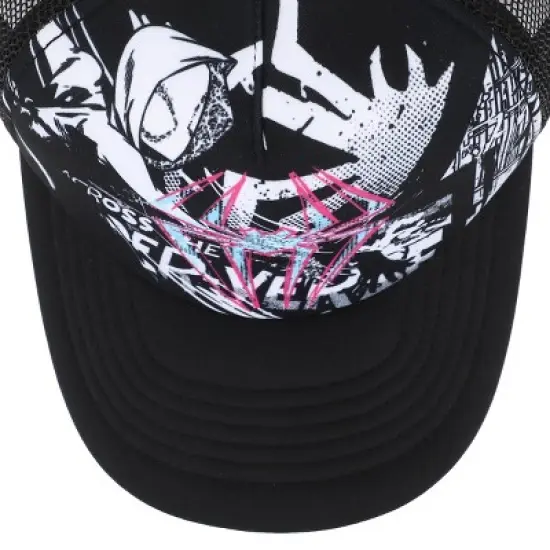 Spider-Man Pink Spidey Logo with Black-and-White Background Black Foam Trucker Hat image {5}