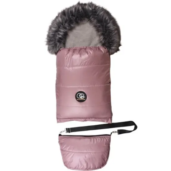 Cover Baby 0-3 Years Organic Premium Gray Wool Adjustable Footmuff in Pastel Pink image {2}
