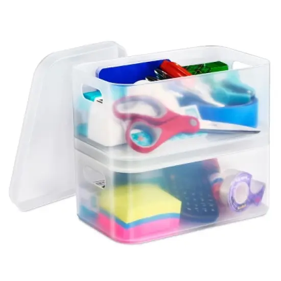 Sorbus Stackable Plastic Frosted Organizer Bins (2 Pack) - Perfect for storing items maintaining space neat and decluttered image {6}