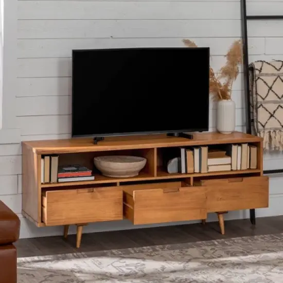 Cara Mid-Century Modern 3 Drawer TV Stand for TVs up to 65" - Saracina Home image {1}