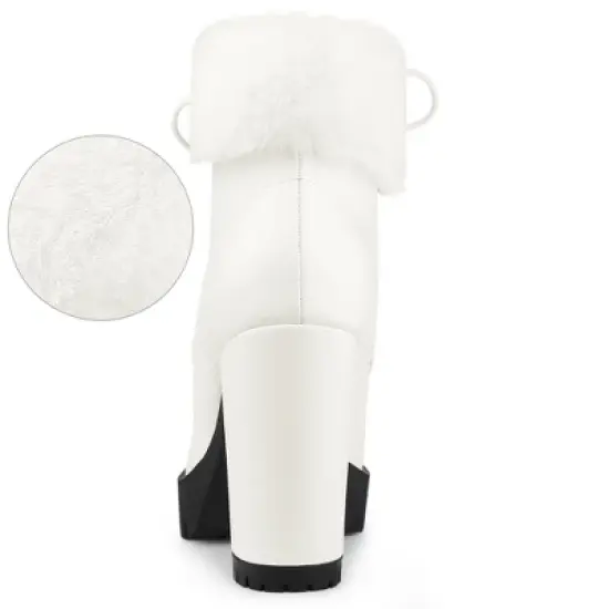 Allegra K Women's Platform Foldable Chunky Heels Lace Up Ankle Boots image {4}