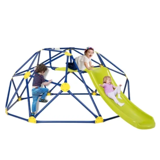 Costway 8FT Climbing Dome w/ Slide Outdoor Kids Jungle Gym Dome Climber image {10}