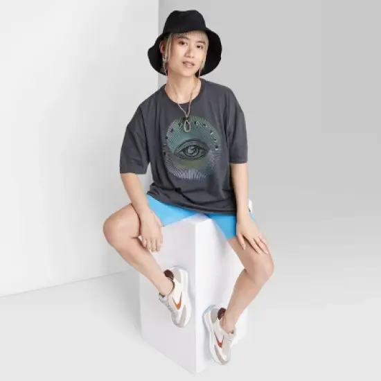 Women's Oversized Eye Graphic T-Shirt - Wild Fable&trade; Black image {3}