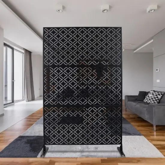 CAVINAS Patio Decorative Screen Metal Fence Privacy Screen with Grid Pattern for Outside and Garden, 76" H&times;48" W image {1}