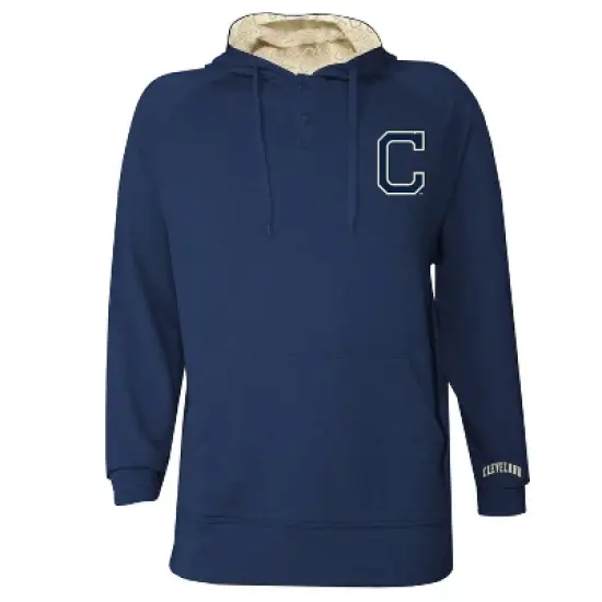 MLB Cleveland Guardians Men's Hooded Raglan Henley Jersey image {1}